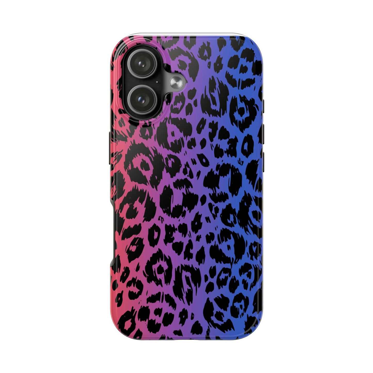 Leopard Gradient Tough Phone Case — Pink to Blue Ombre Protective Case
