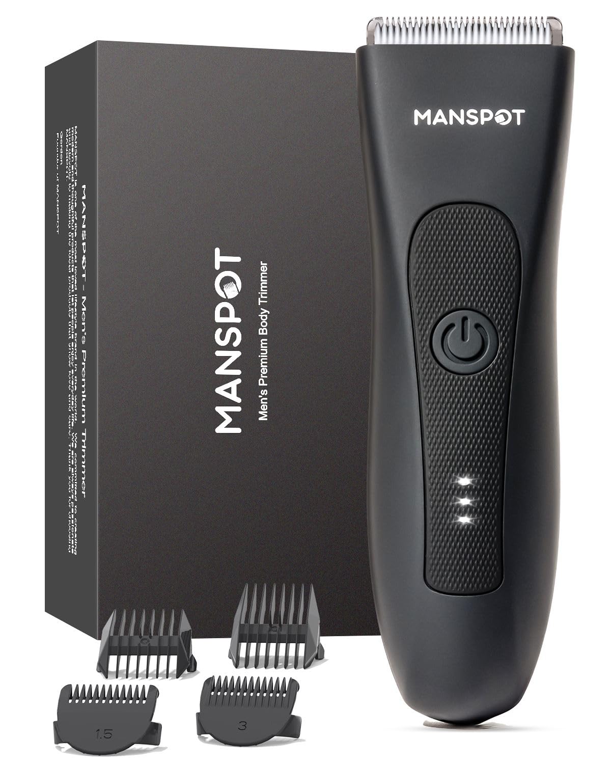 MANSPOT Groin Body Hair Trimmer Men Electric Pubic Shaver Waterproof Ceramic Blade Black